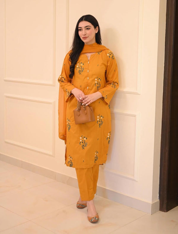 Gloura1 – RANIA Cotton Embroidered 3PC